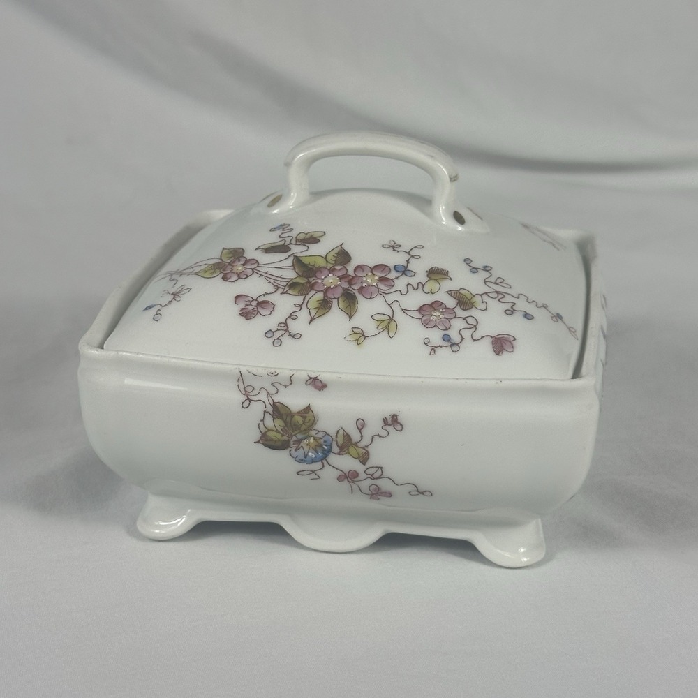 Limoges France Porcelain Trinket Box Floral Square Lidded Dresser Jar 5.25" - Picture 16 of 16
